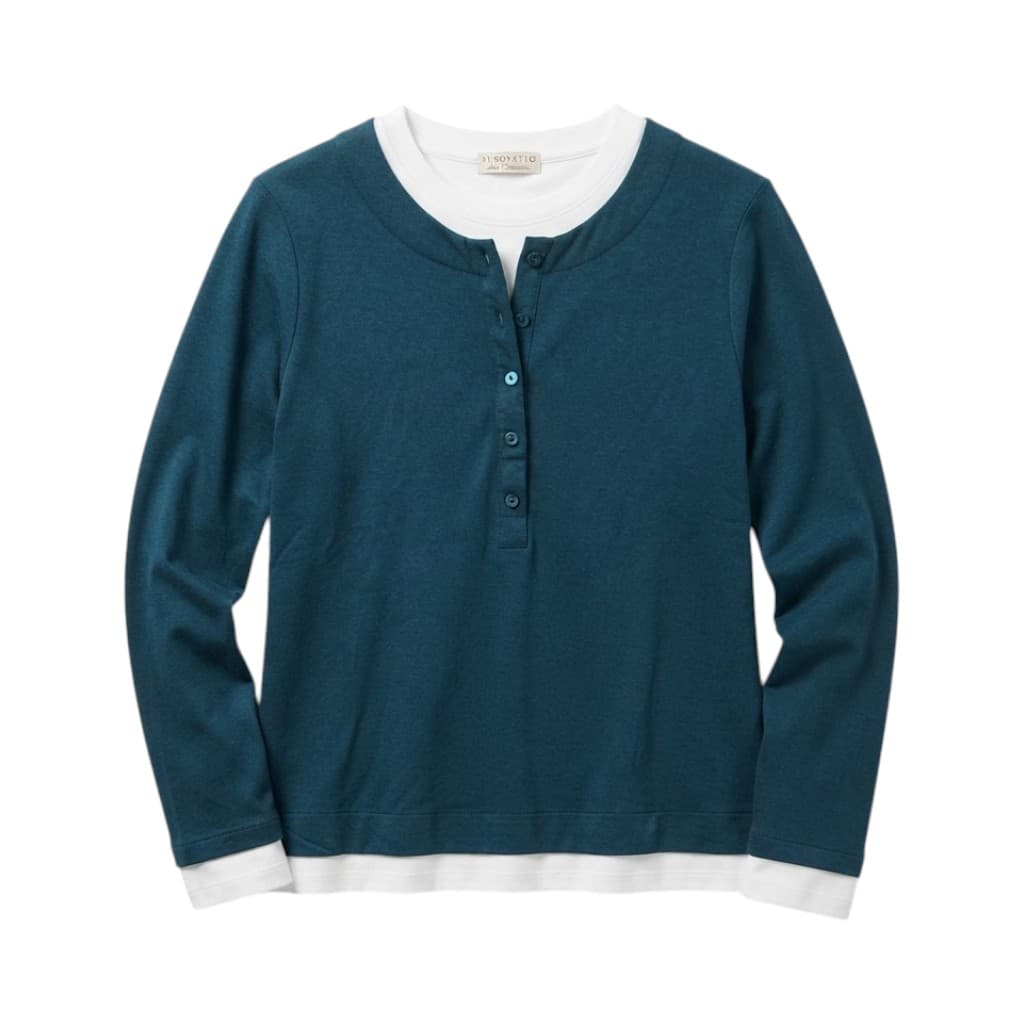 Purotatto Maglia Donna Bicolore Blu e Bianco