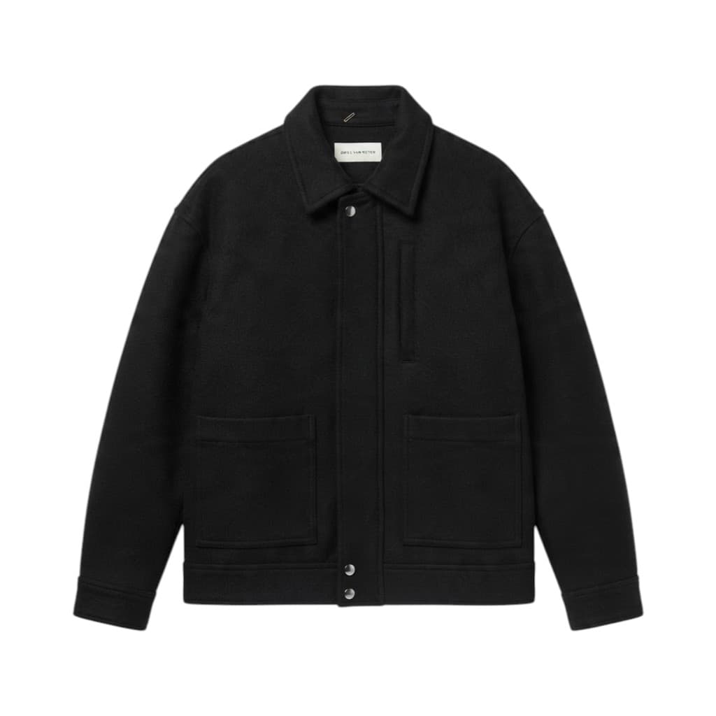 DRIES VAN NOTEN Giacca in Panno Nero con Dettagli Eleganti