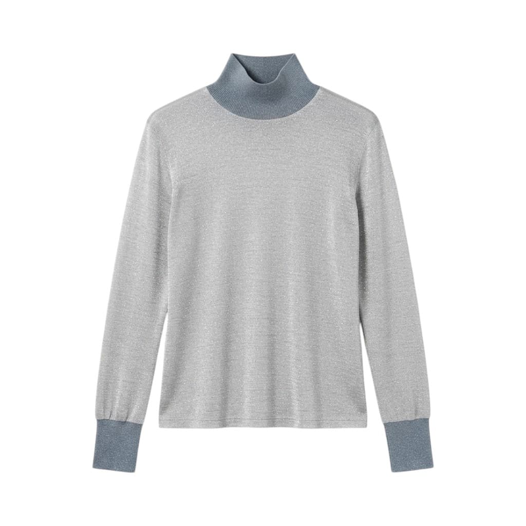 Purotatto Maglia Donna Collo Alto Grigio Perla