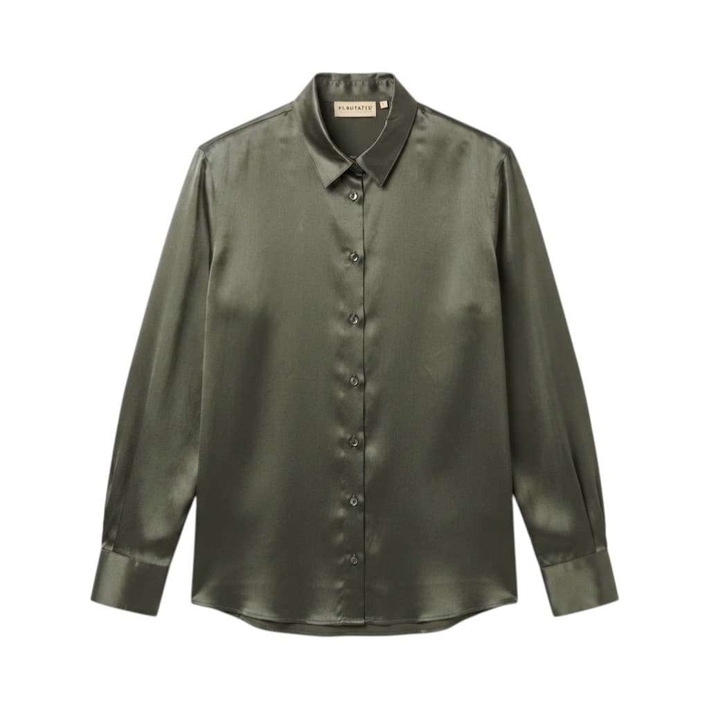 Purotatto Camicia Donna in Seta Verde Agave