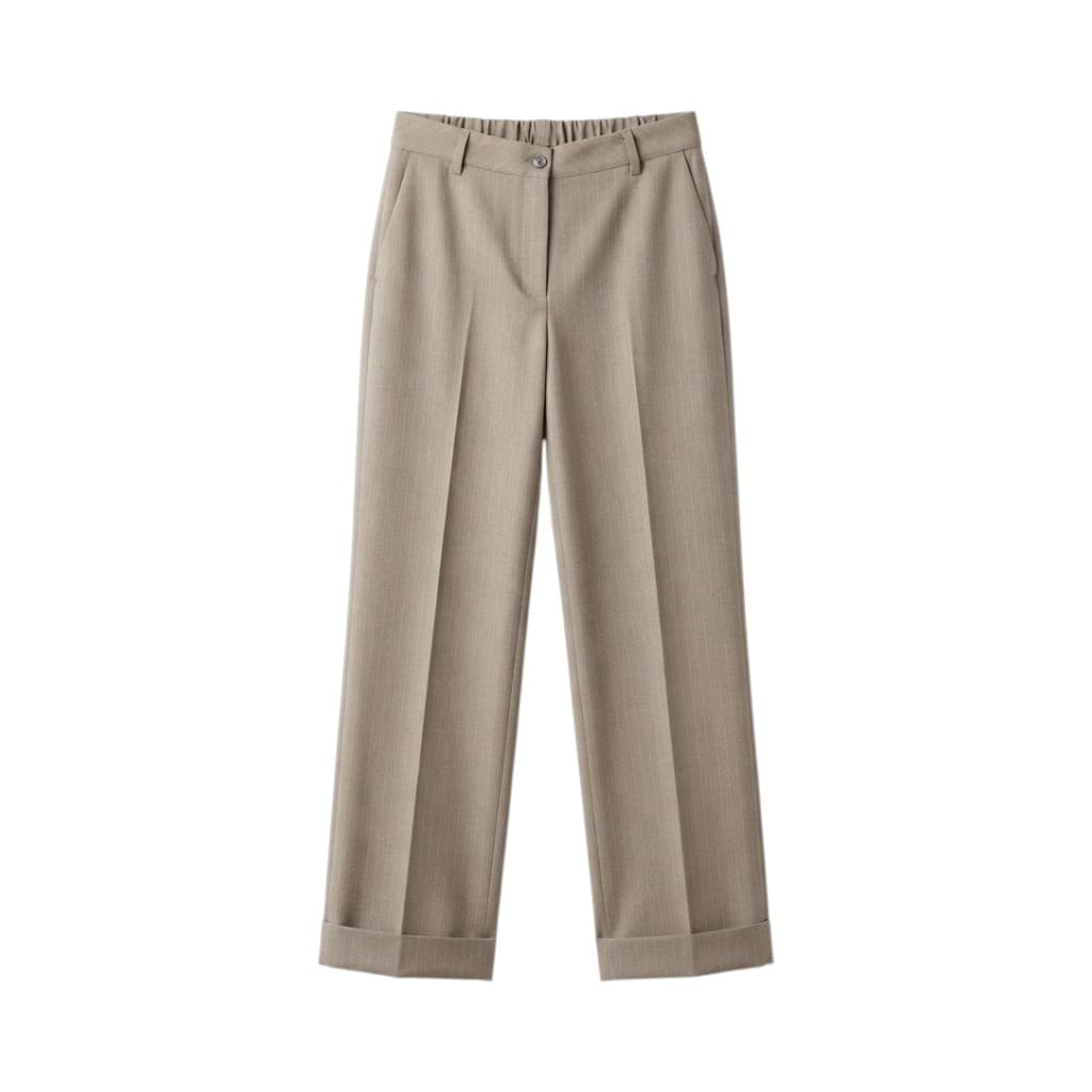 Purotatto Pantaloni Donna in Lana Elasticizzata Tortora