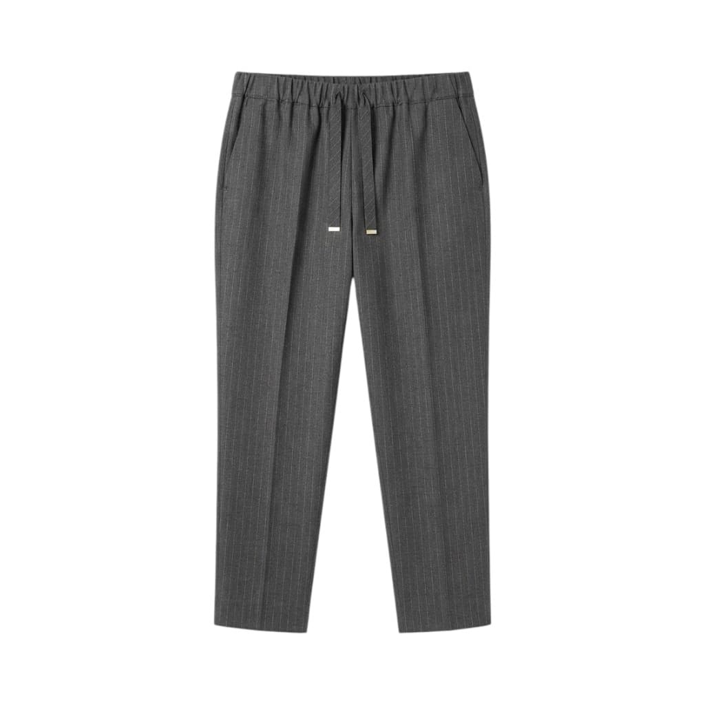 Purotatto Pantaloni Donna in Lana a Righe Grigio Scuro