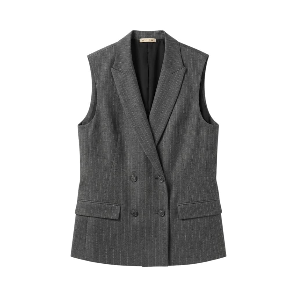 Purotatto Gilet Donna in Lana Grigia Gessata