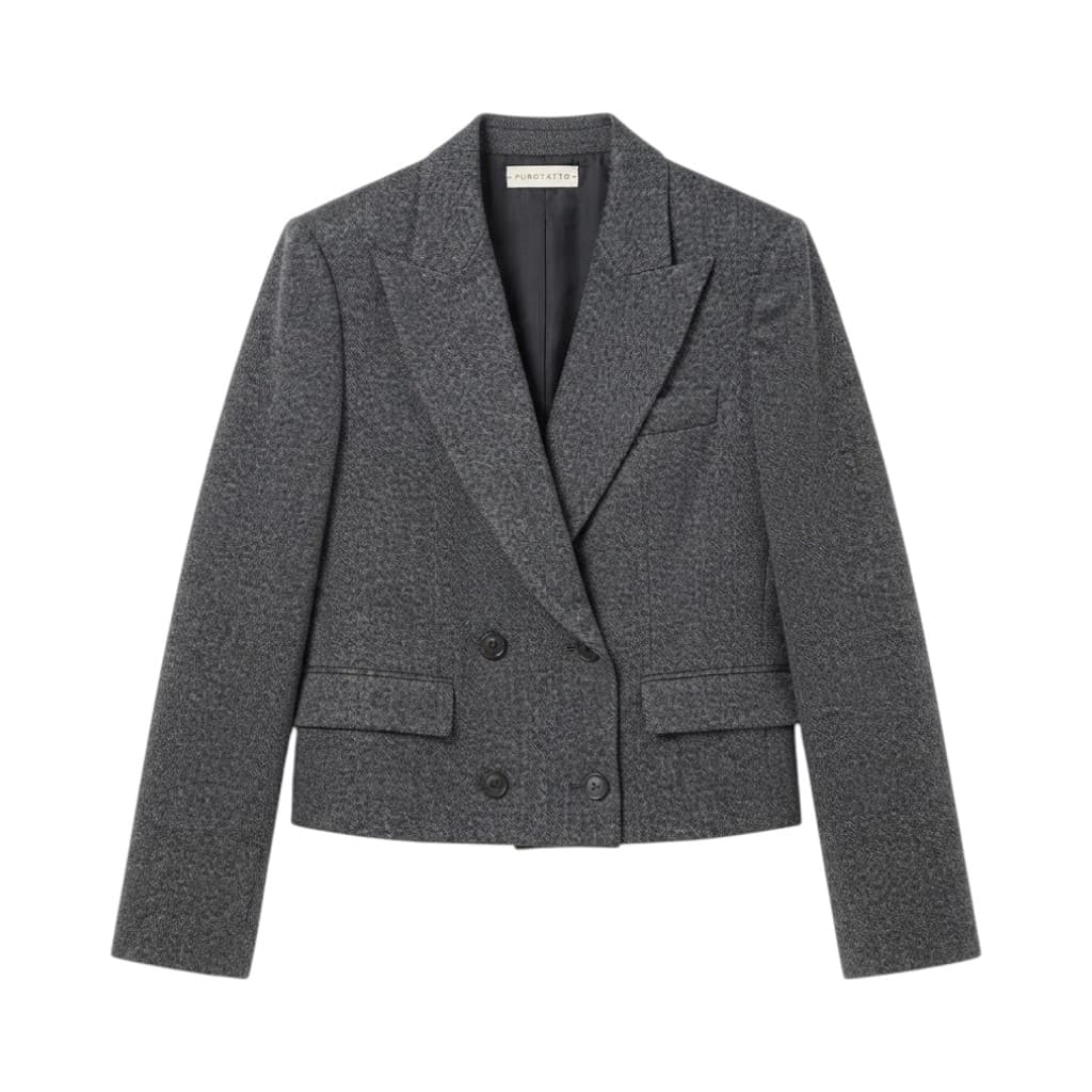 PUROTATTO Giacca Donna in Tweed Antracite con Doppio Petto