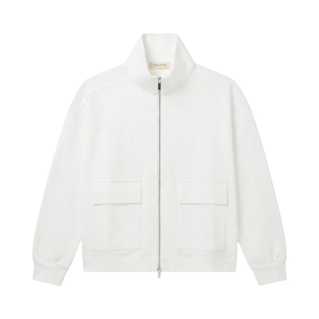 Purotatto Felpa Donna con Zip in Cotone Bianco