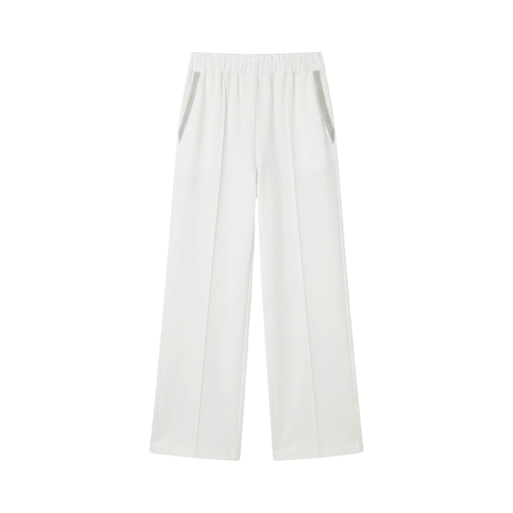 Purotatto Pantaloni Donna in Cotone Bianco con Dettagli Ricamati