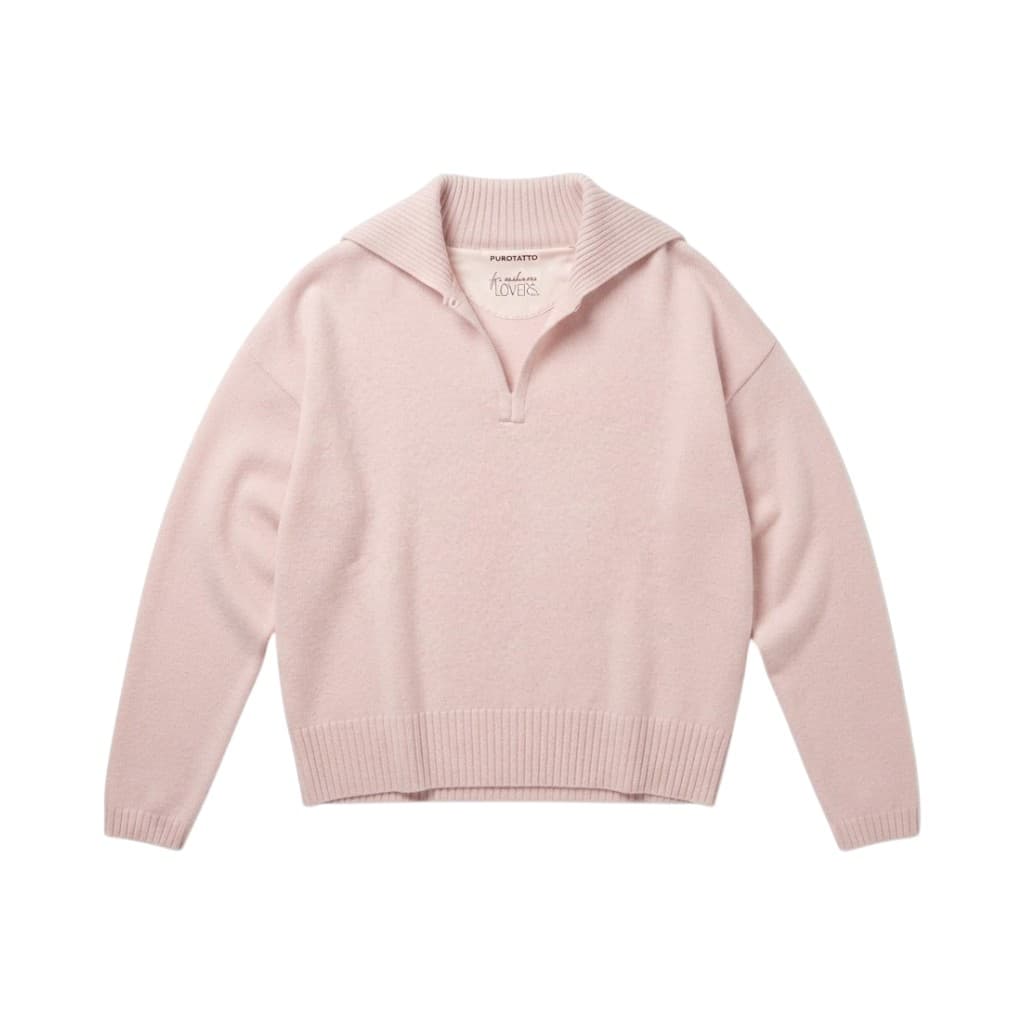 Purotatto Maglia Donna in Cashmere Rosa con Collo a V