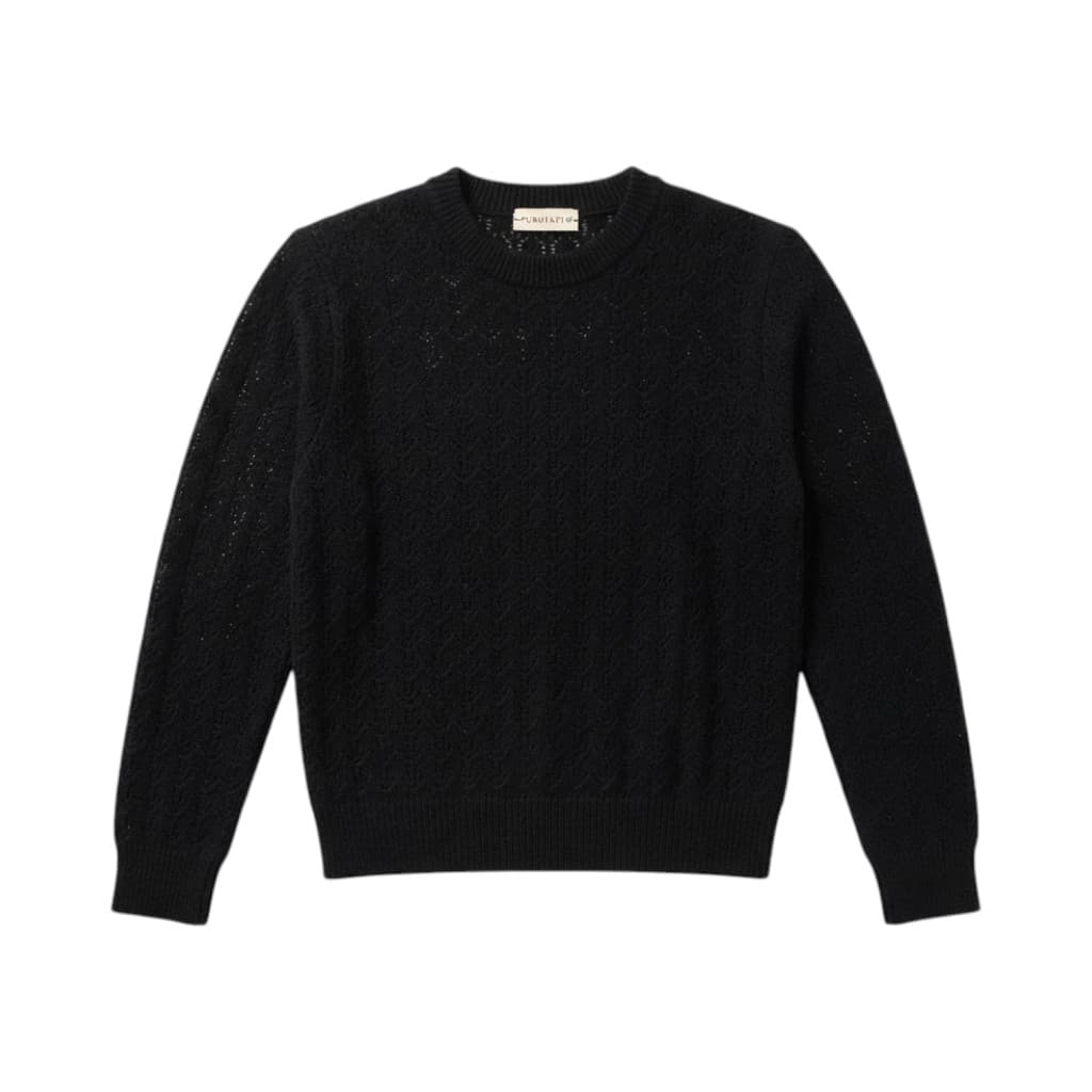 Purotatto Maglia Donna in Lana Intrecciata Nera