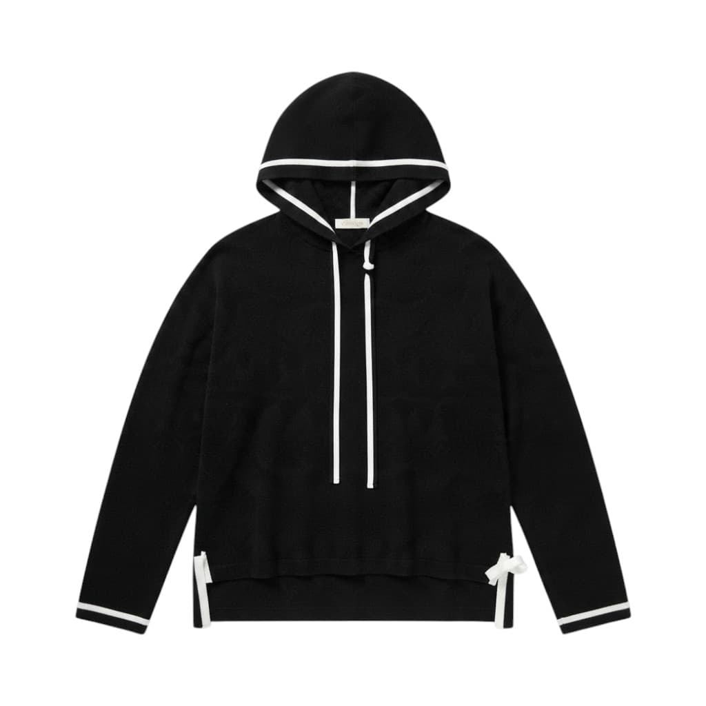 PUROTATTO Maglia con Cappuccio in Nero e Pani