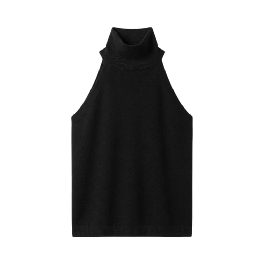 Purotatto Top Donna in Maglia Senza Maniche Nero