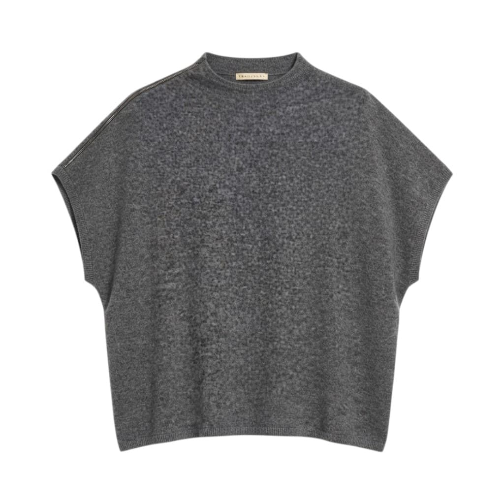 Purotatto Maglia Donna in Lana Grigia a Manica Corta