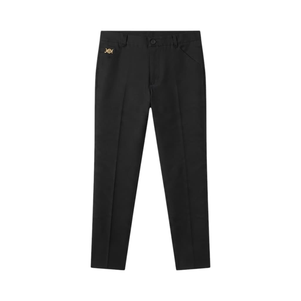 VERSACE Pantalone Nero con Dettaglio Logo Dorato