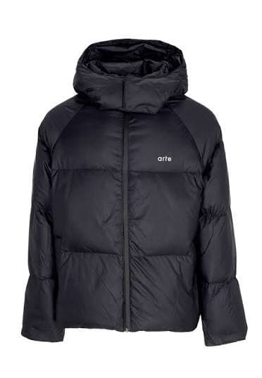 Arte Antwerp Special Cuts Puffer Giubbotto Uomo Nero con Cappuccio