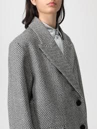 Forte_Forte Cappotto Donna Grigio Scuro e Bianco – 14312-GRI