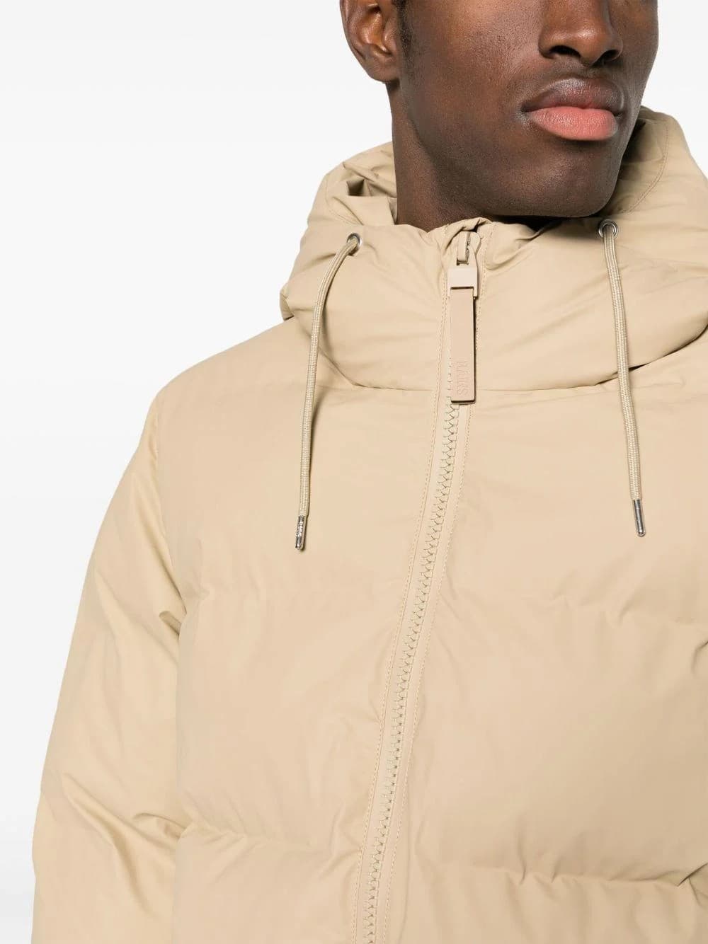 Rains Alta Puffer Jacket Beige Impermeabile con Cappuccio
