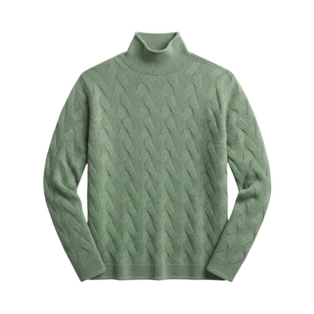 MAIDA MILA Maglione Lupetto in Verde con Motivo Intrecciato