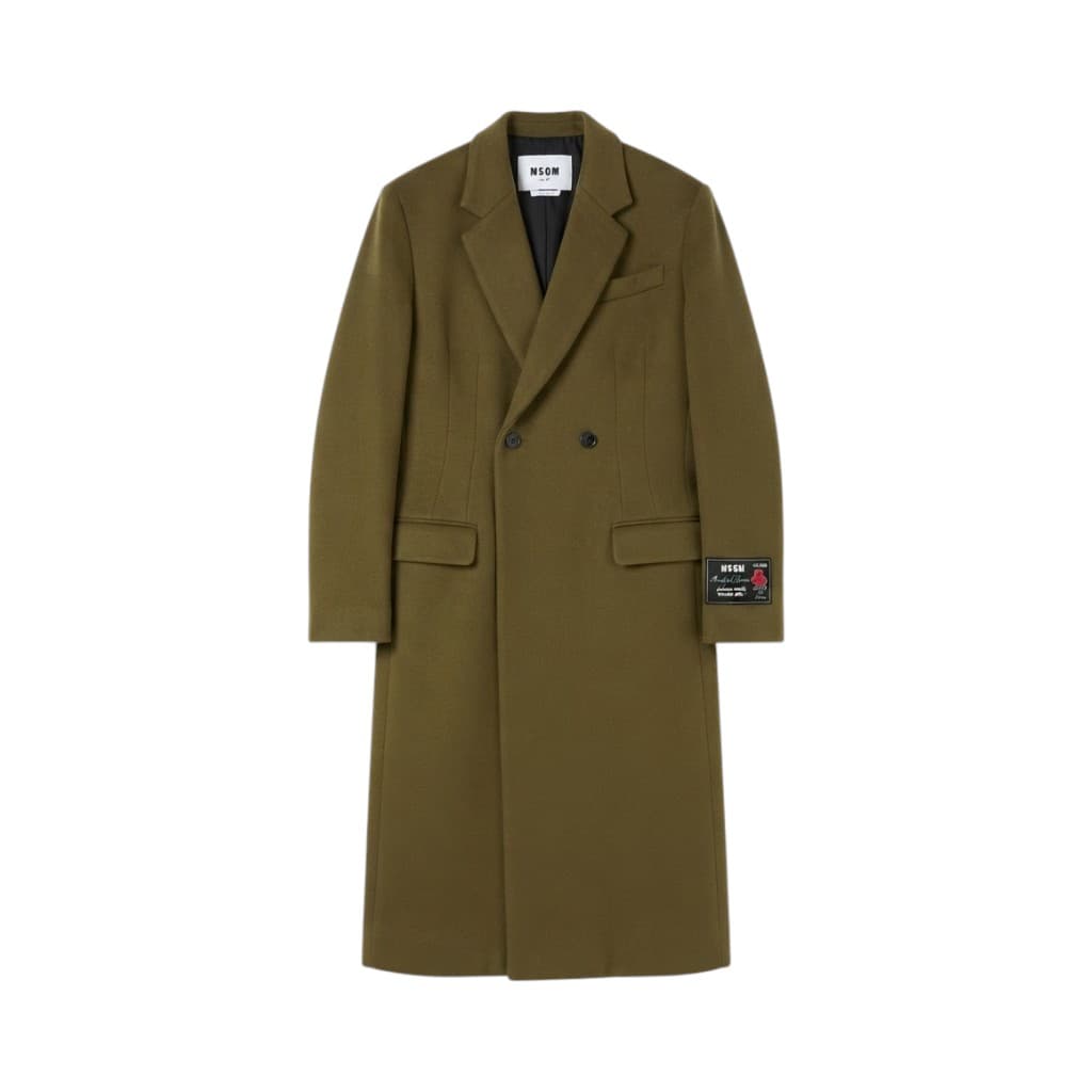 MSGM Cappotto Donna Doppiopetto in Lana Kaki