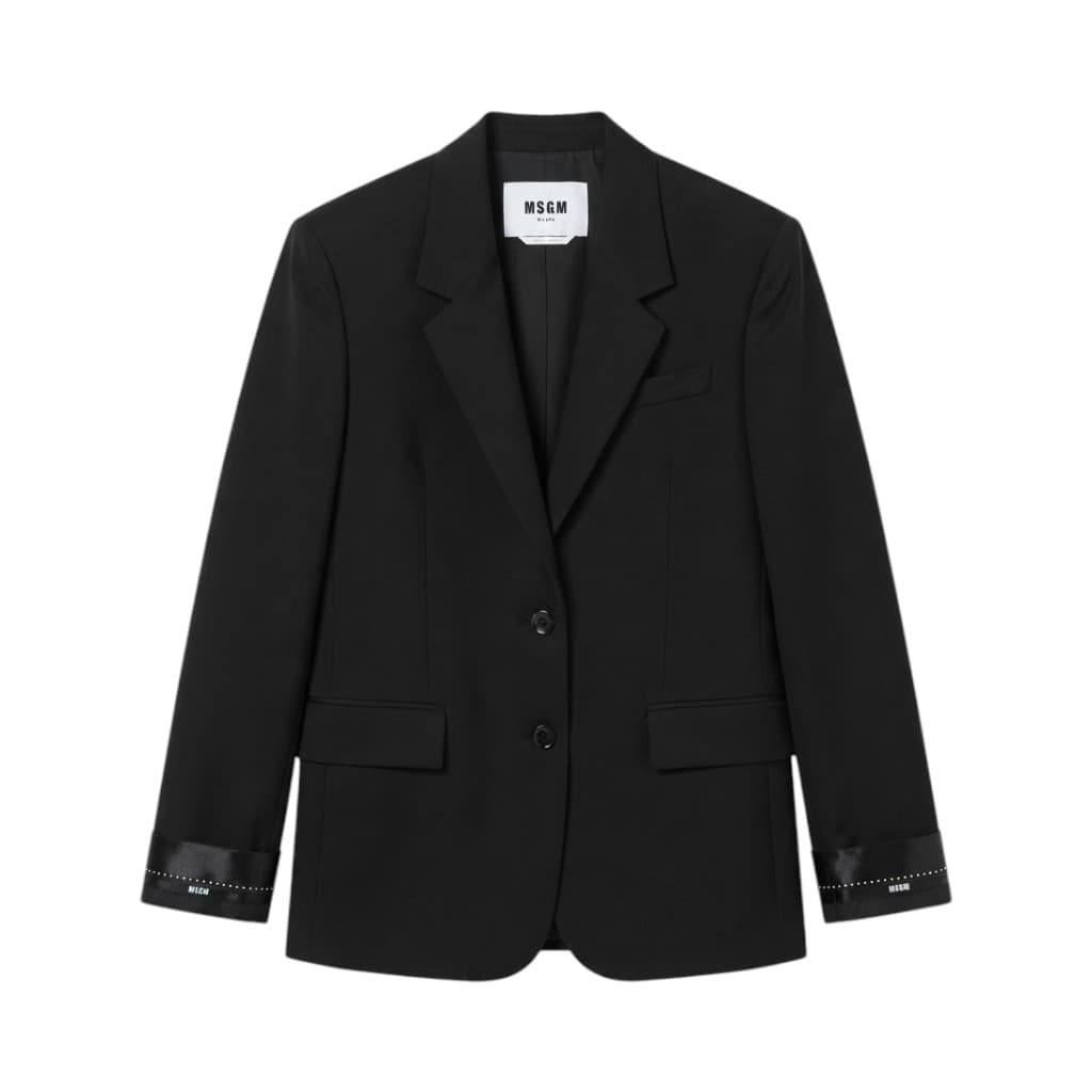 MSGM Giacca Donna Elegante Nero con Dettagli Satinati
