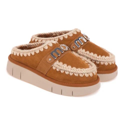 Mou Bounce Clog Sabot Donna Cognac in Pelle con Logo Metallico
