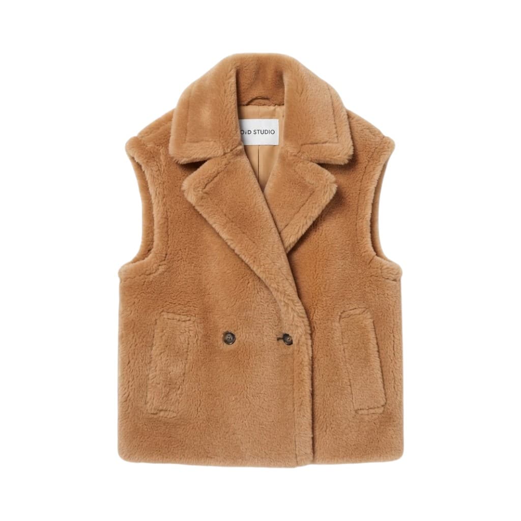 Stand Studio Giacca Gilet in Pelliccia Sintetica Beige
