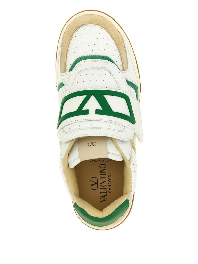 Valentino Garavani Joie de Jouer Sneakers Uomo Bianche Beige e Verdi in Pelle