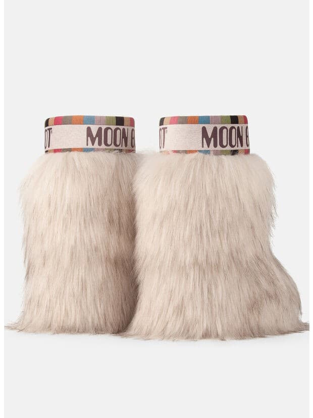 Moon Boot Icon Yeti Mid Stivaletti Donna Beige in Pelliccia Sintetica