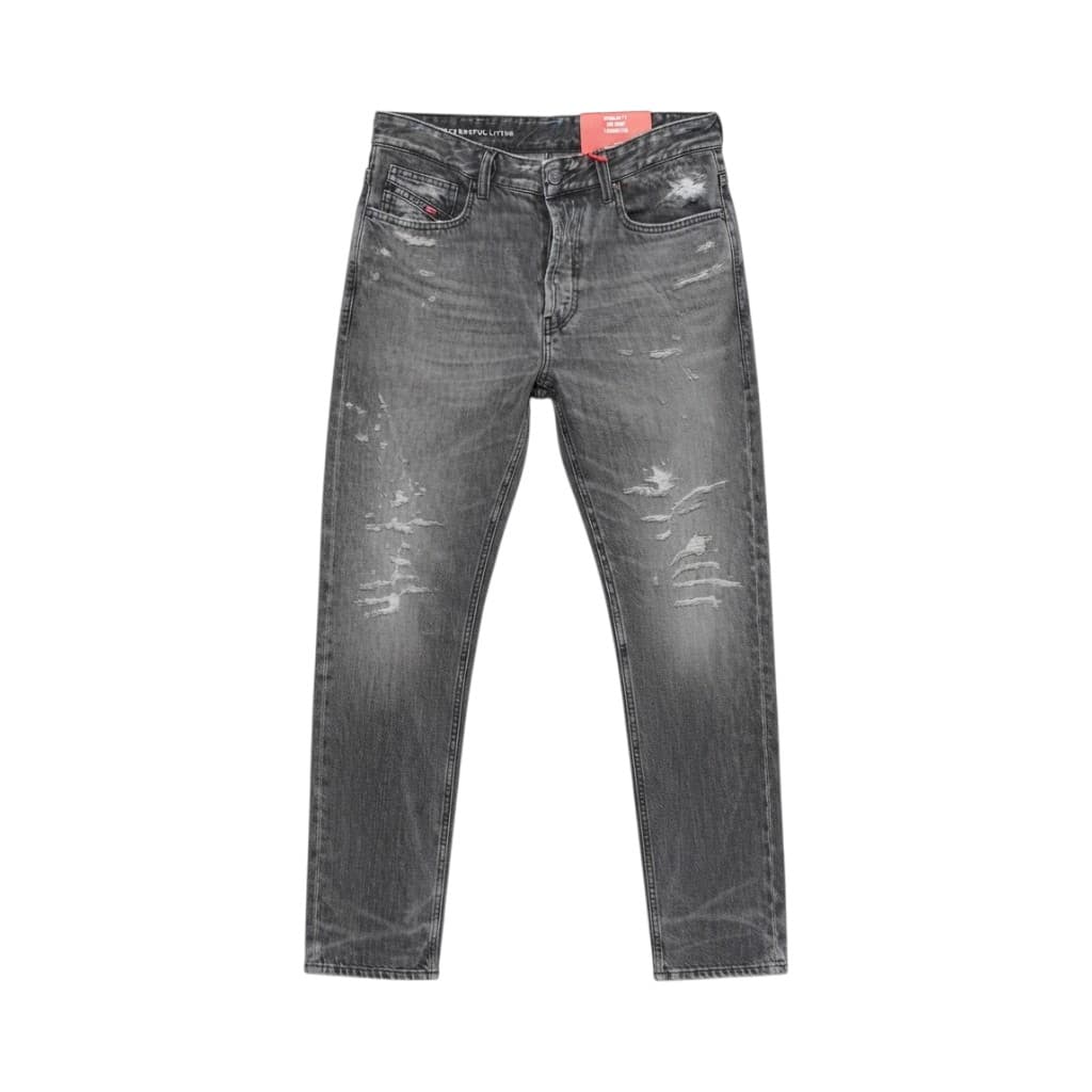 Diesel Jeans Uomo in Denim Grigio con Effetto Usato
