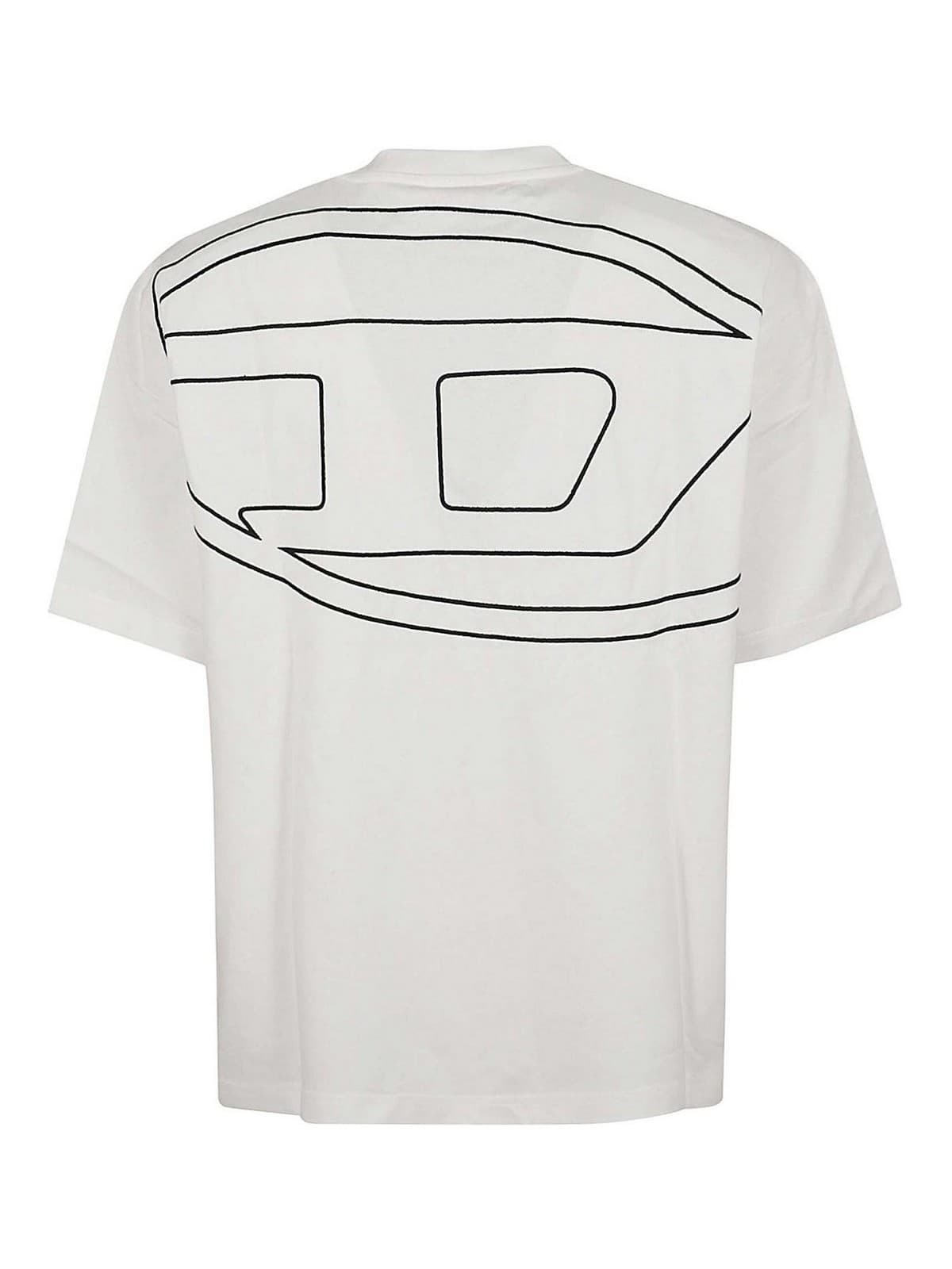 DIESEL Maglieria T-Shirt Bianca con Logo Ricamato