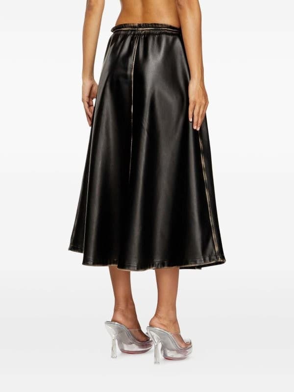 Diesel Gonna Donna in Pelle Nera con Coulisse