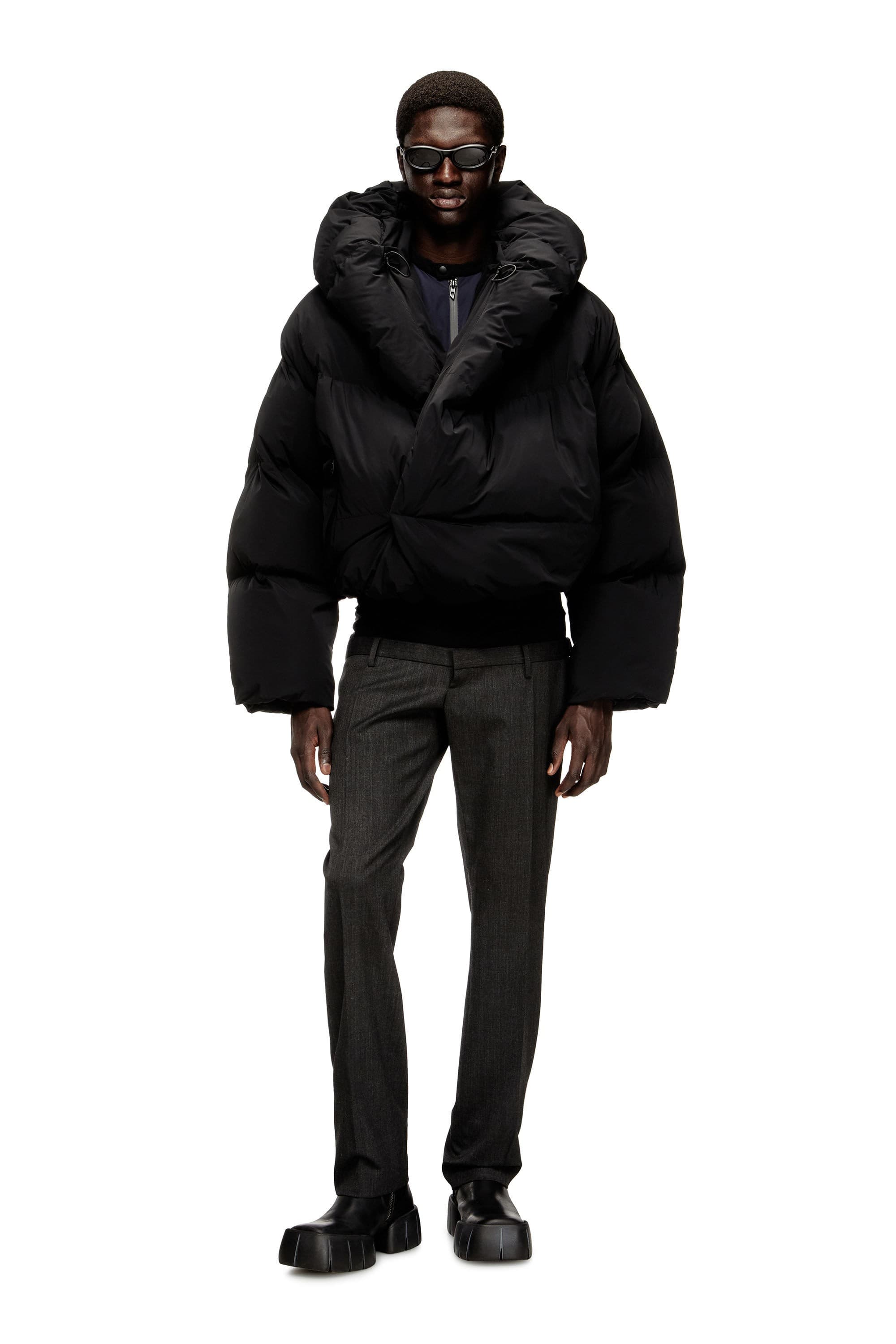 Diesel J-Scotts-Padded-A Piumino Uomo Nero Oversize con Cappuccio