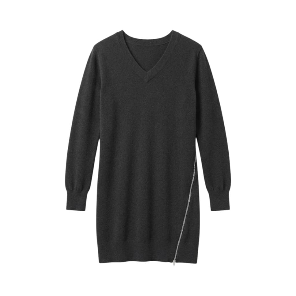 Alexander Wang Vestito Donna in Lana con Zip Asimmetrica Nero