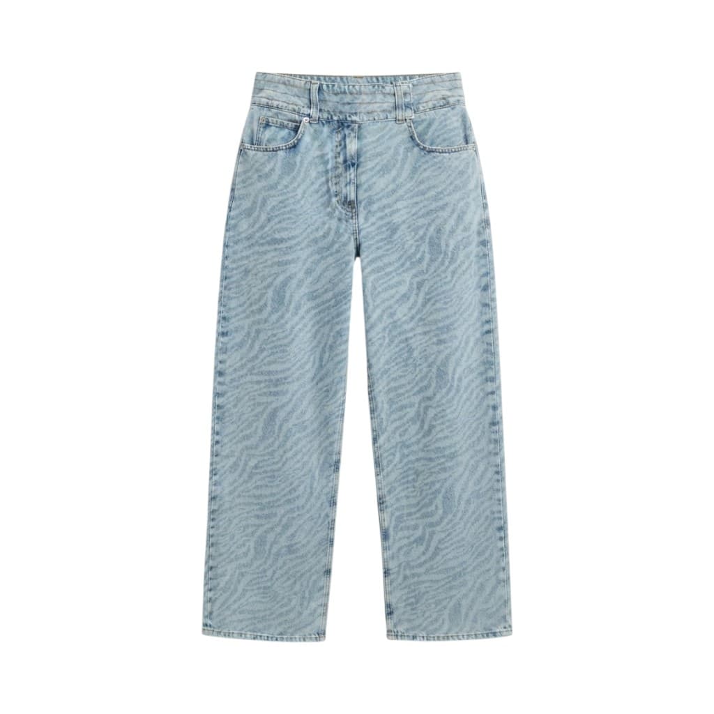 IRO Pantaloni Jeans Donna in Blu Chiaro con Motivo Zebrato