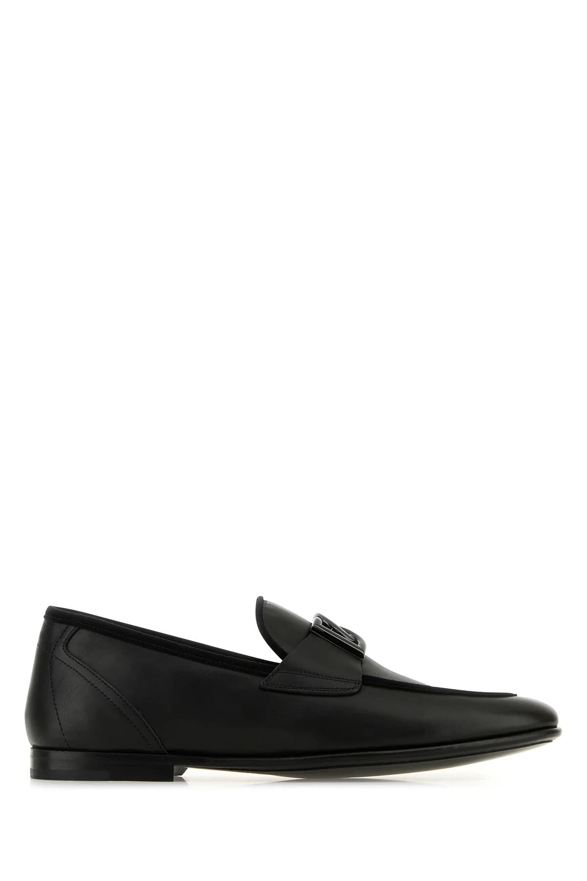 Dolce & Gabbana Erice Mocassini Uomo Neri in Pelle con Logo DG