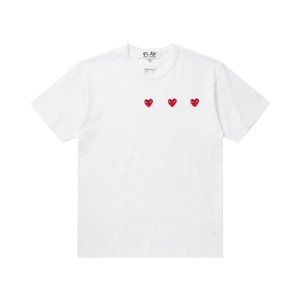 Comme des Garçons T-shirt Maglieria Bianca con Cuori Rossi