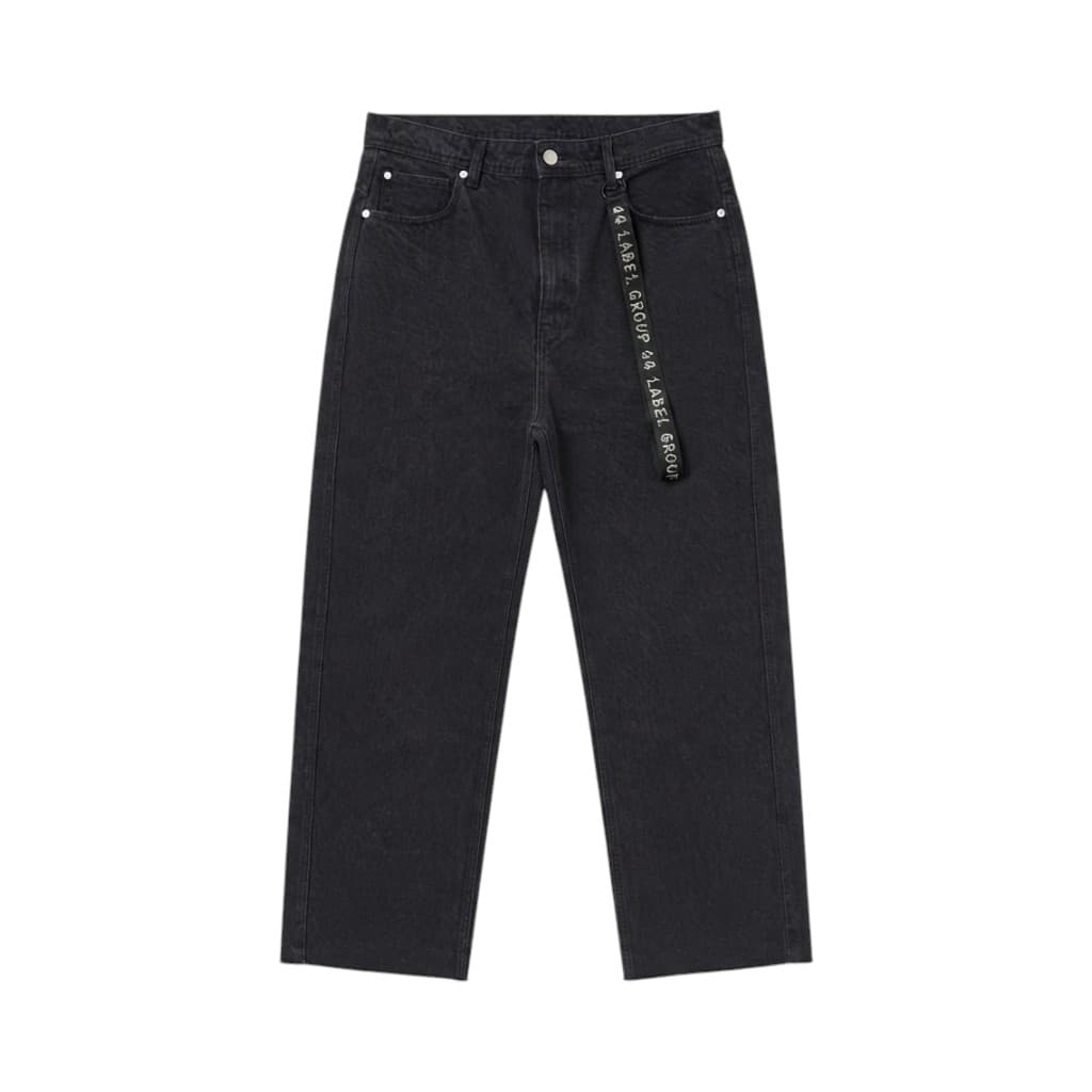 44 LABEL GROUP Pantaloni Jeans Nero con Dettagli Distintivi
