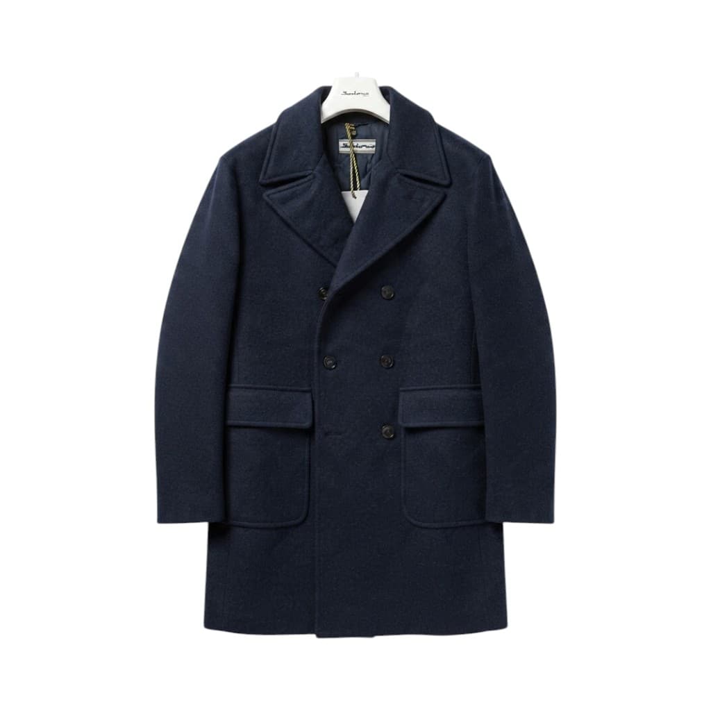 SARTORIO Cappotto Blu in Lino e Lana per Uomo