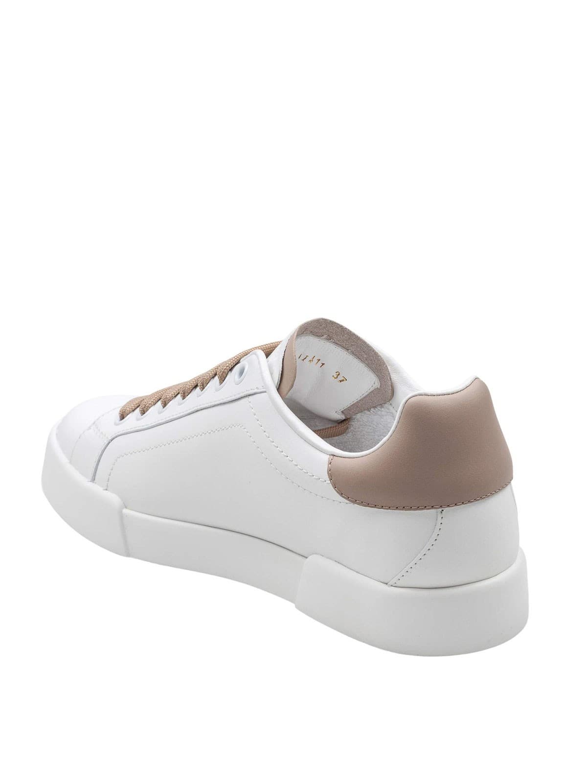 olce & Gabbana Portofino Sneakers Donna Bianche in Pelle con Cristalli