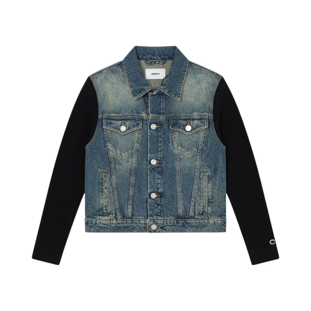 Coperni Giacca in Denim con Maniche in Maglia Nera