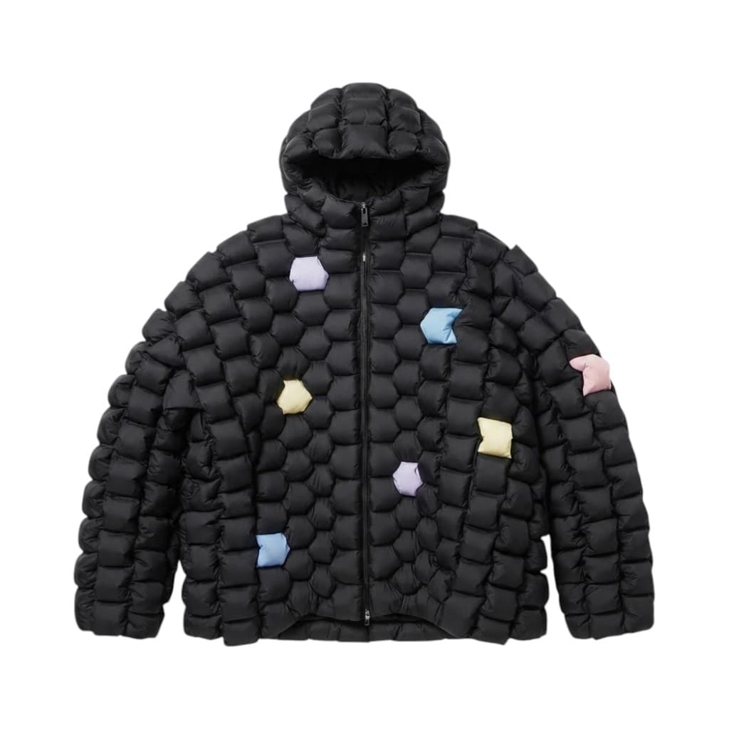 RAXXY Giacca Piumino Donna Nero con Dettagli Colorati