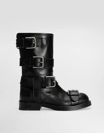 Dolce & Gabbana Stivaletti Biker Donna Neri in Pelle con Fibbie