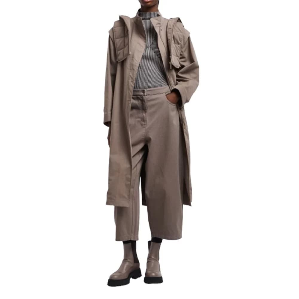 Emporio Armani Cappotto Donna Lungo Marrone con Cappuccio