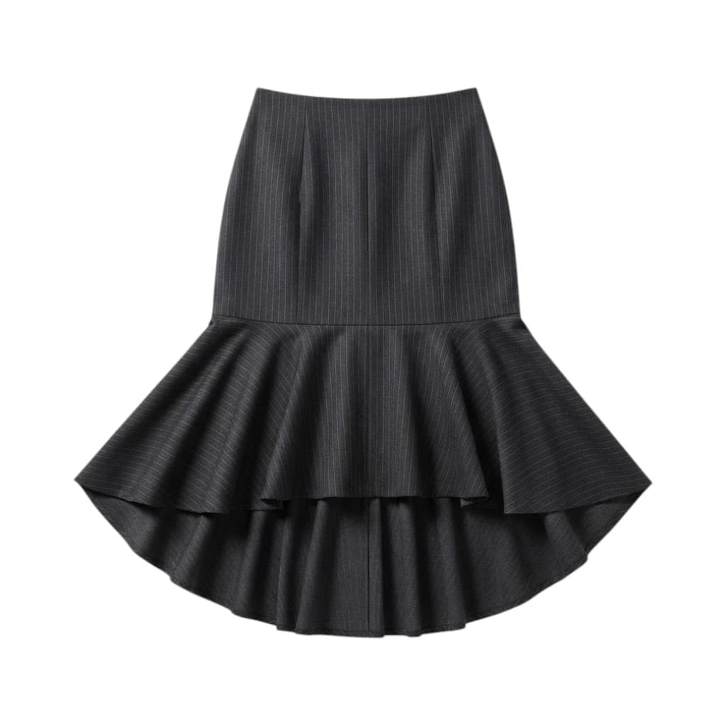 WEILI ZHENG Gonna Donna in Blu Navy con Dettagli a Volant