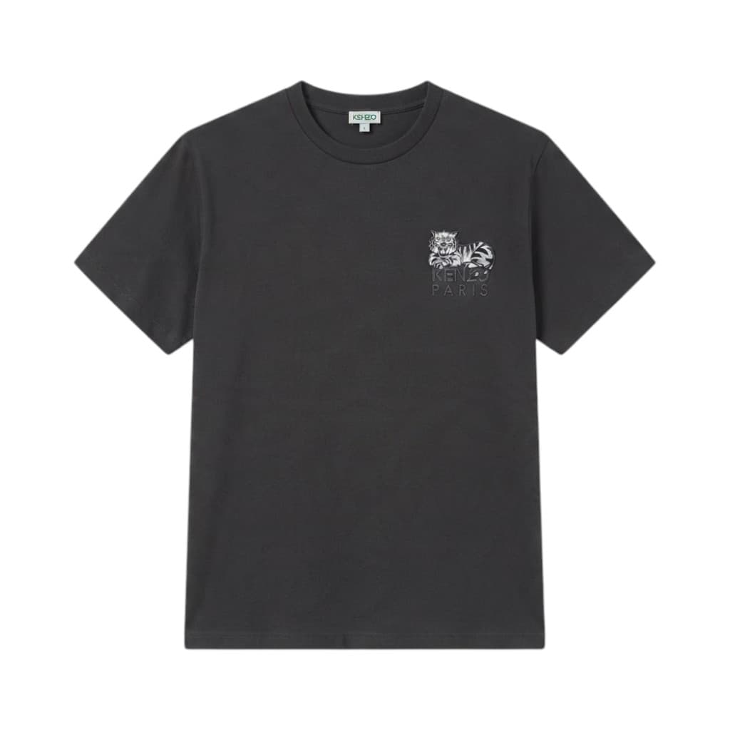 KENZO Maglieria T-shirt Nero con Stampa Tigre
