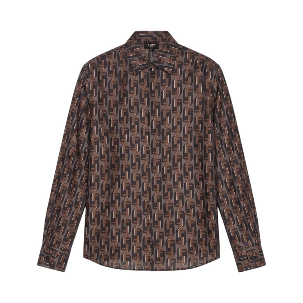 Fendi Camicia Fantasia in Seta con Logo