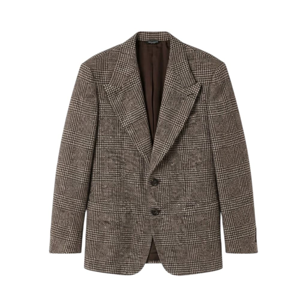 Dolce & Gabbana Giacca in Tartan Check Panna e Marrone