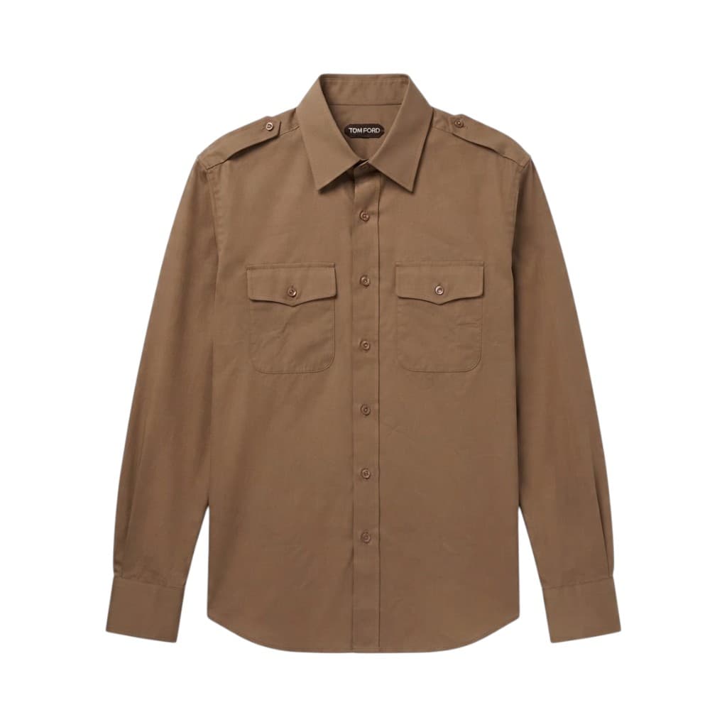 TOM FORD Camicia Uomo Blu con Tasche e Bottoni