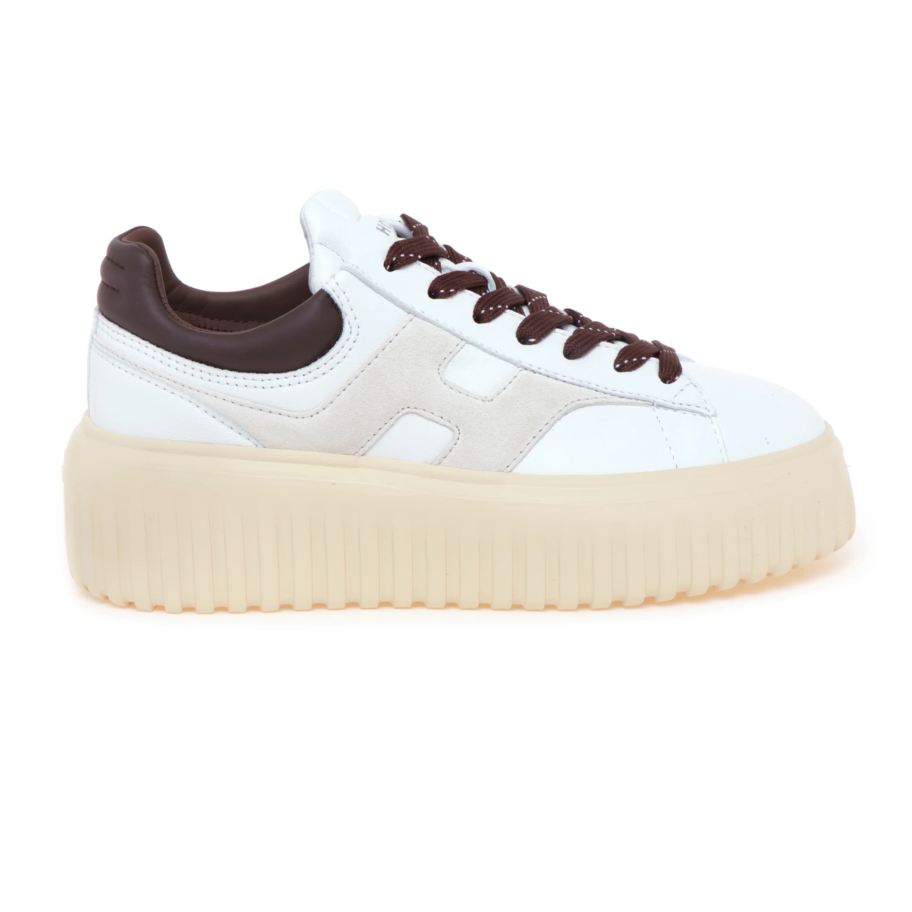 Hogan Sneakers Donna H-Stripes Platform Bianche in Pelle e Suede