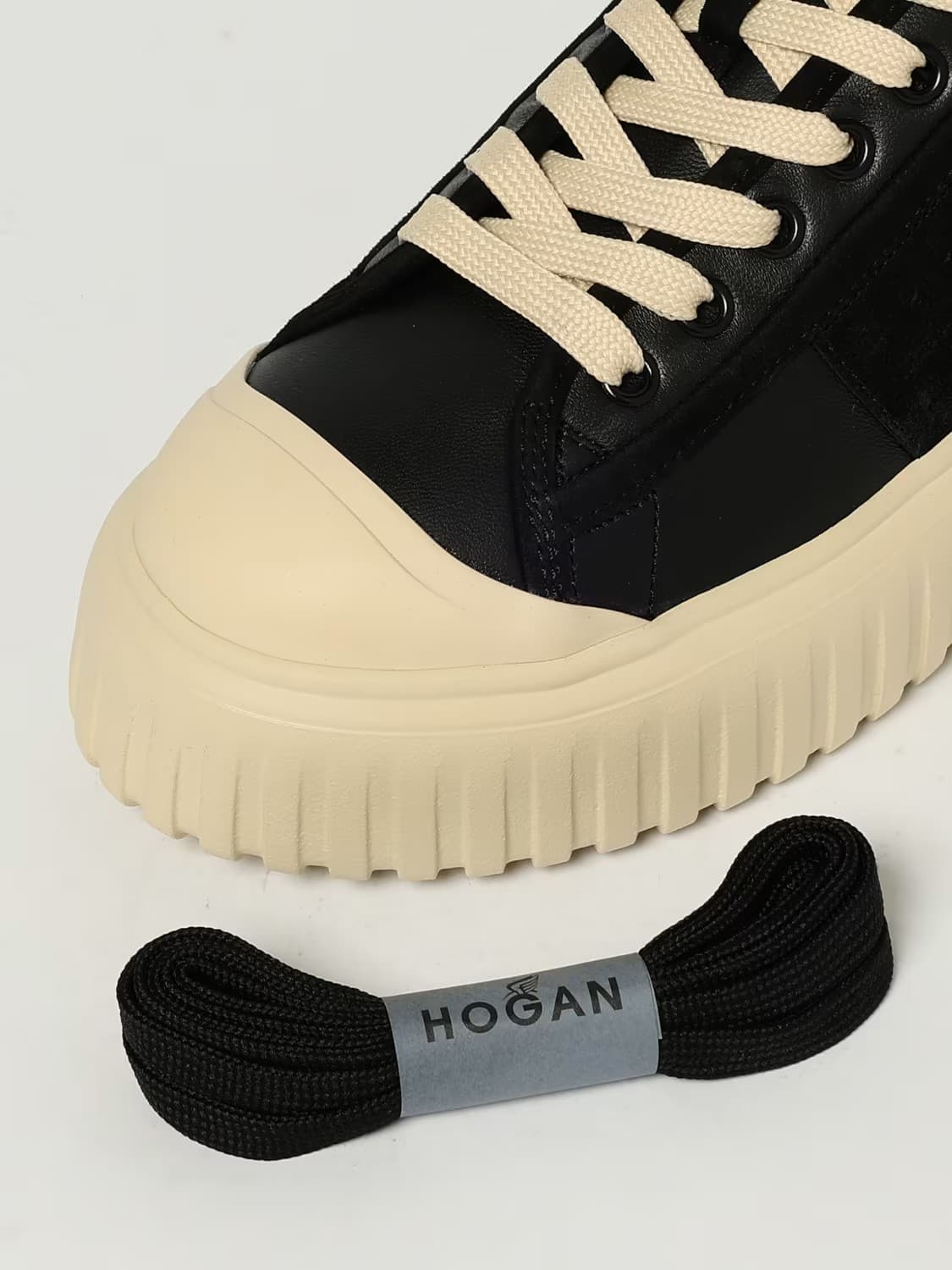 Hogan H-Stripes Sneakers Donna Nere in Pelle e Camoscio