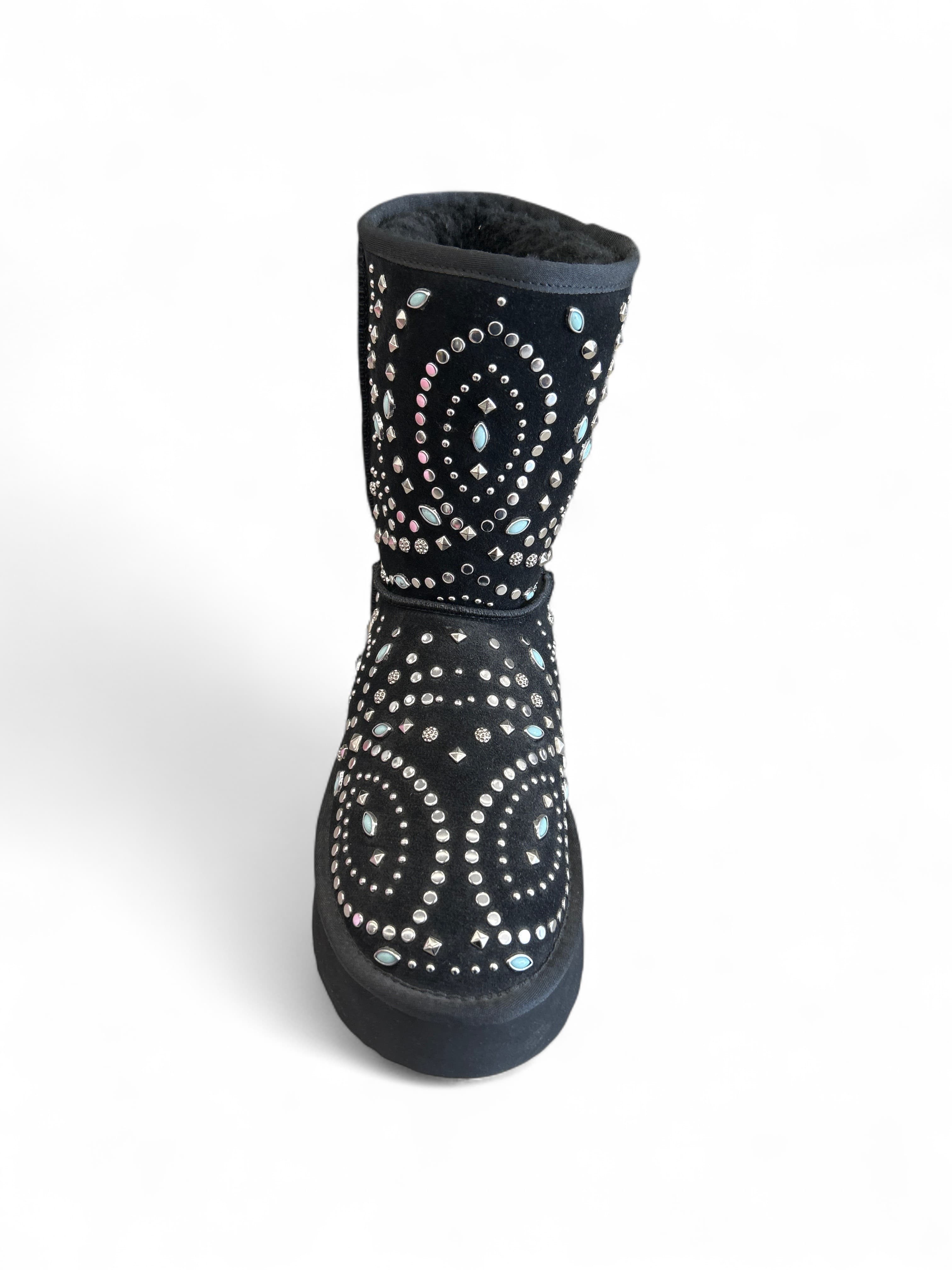 ALMA EN PENA Stivaletti Donna in Suede Nero con Decorazioni Strass