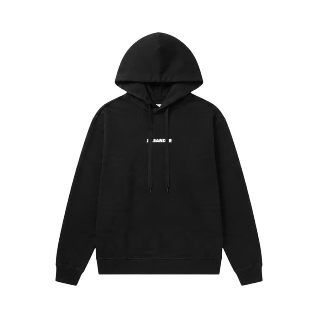JIL SANDER Felpa Unisex in Nero con Cappuccio e Stampa Logo